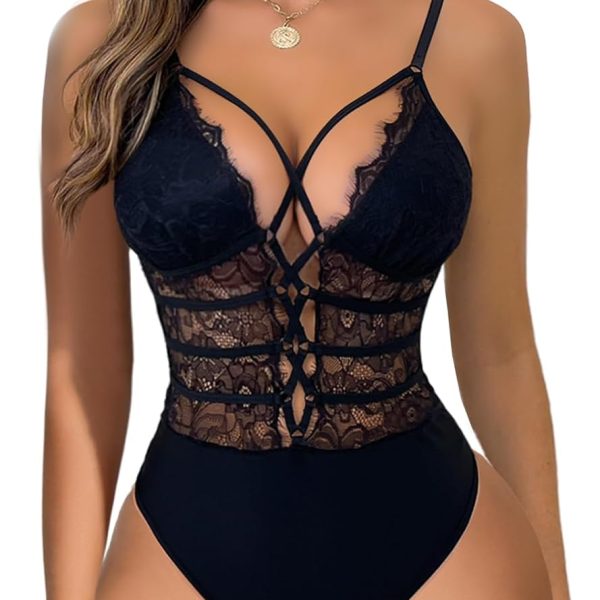Women Sexy Bodysuit One Piece  Lingerie Lace  Negligee