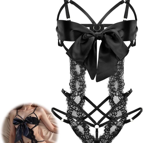 Women's Sexy Lingerie for Women Lace Bodysuit with Bow Tie Cutout Design One Piece Lingerie Sets for Women Sexy