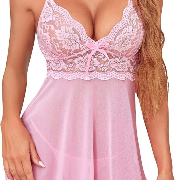 Women Lingerie Lace  Strap Chemise Halter  V Neck Sleepwear